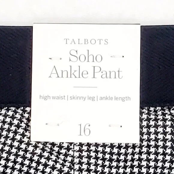 TALBOTS Women Size 16 Black Soho Ankle Pant Skinny High Waist Stretch Jeggings - Picture 3 of 9